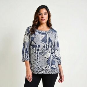 Alfred Dunner Geometric Sparkle Blouse Size 3X